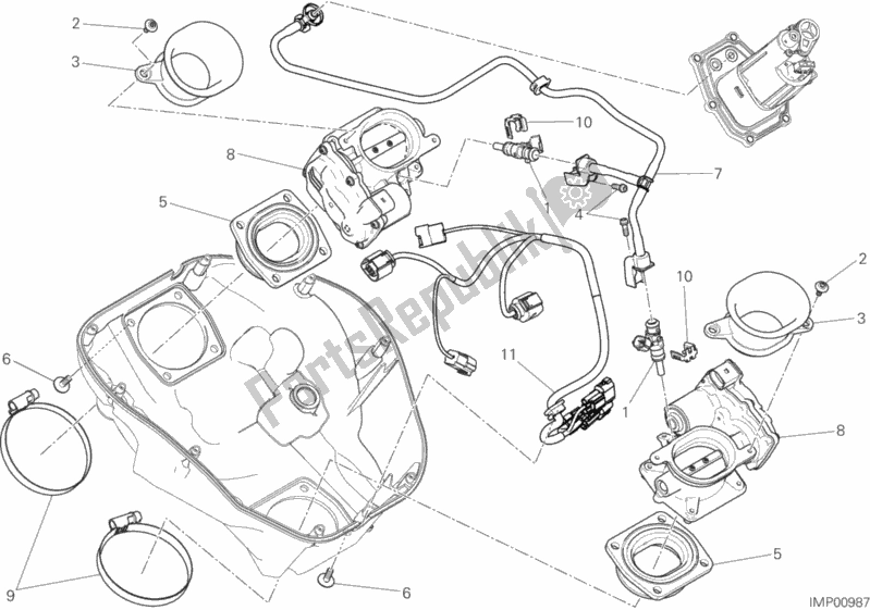 All parts for the Throttle Body of the Ducati Diavel Xdiavel Sport Pack Brasil 1260 2019